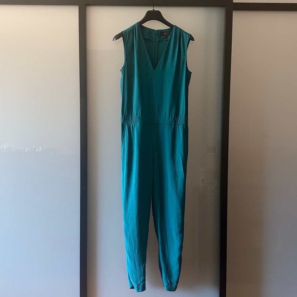 J. Crew Sleeveless Teal V-Neck Jumpsuit